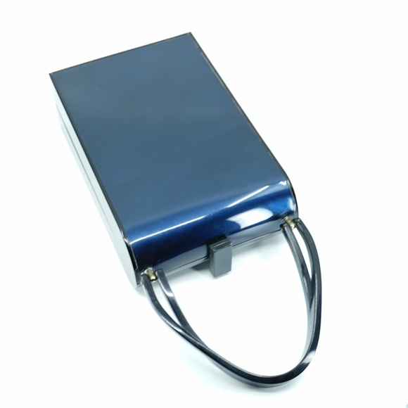 1950s WILARDY Vintage Navy Lucite Bar Clasp Purse - Picture 10 of 16